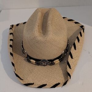 Straw Cowboy Hat Black Bart By Villano Hat Co Size Small